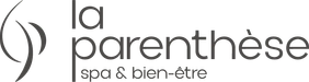 Logo de "la parenthèse" avec un symbole en forme de vague et la mention "spa & bien-être"